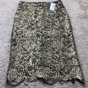 Boo Hoo Gold Metallic Lace Skirt
